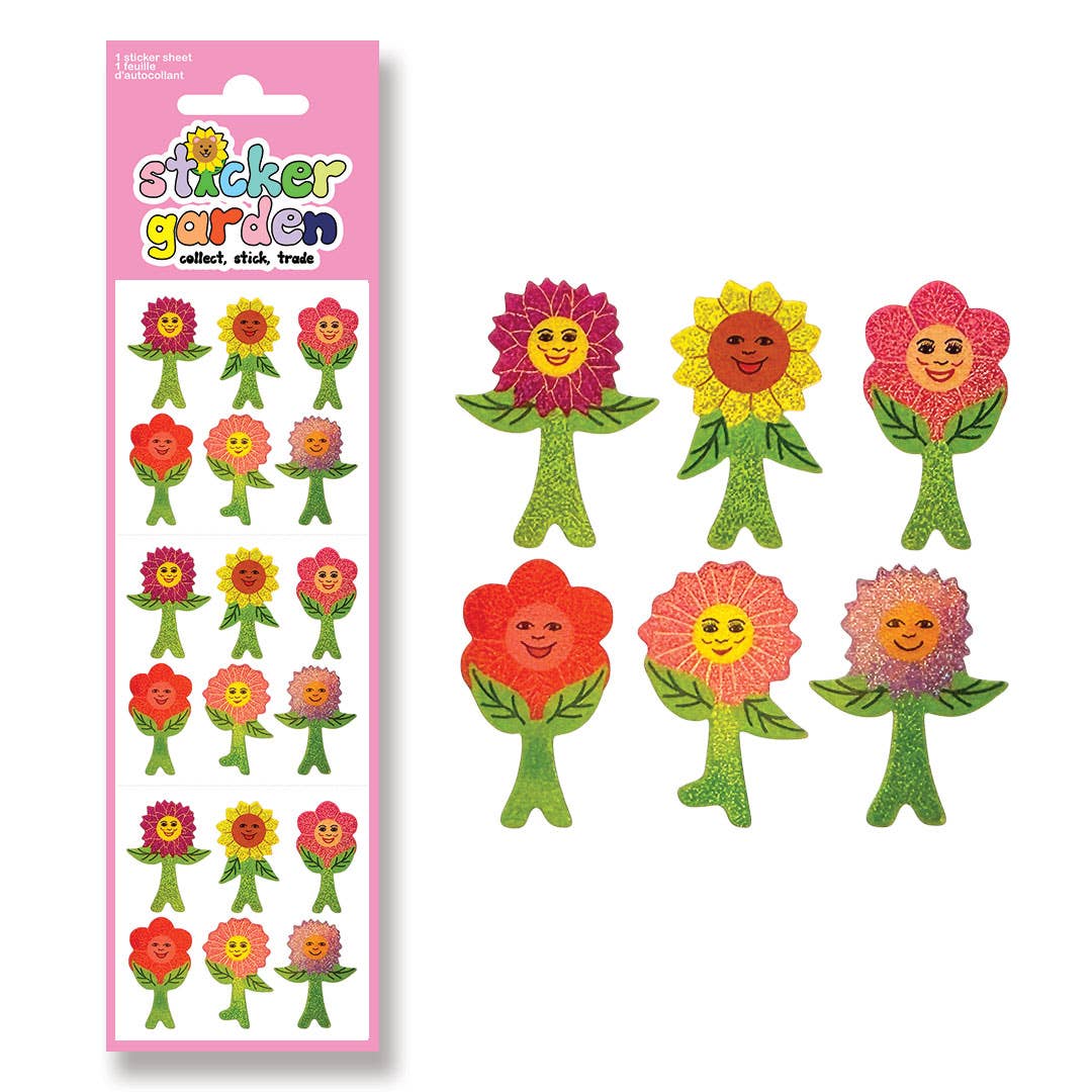 Glitter Flower Power Stickers for Kids