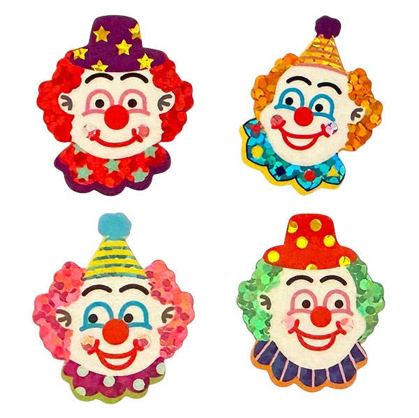 Sparkle Clown Sticker Sheet for Kids, Vintage Inspired