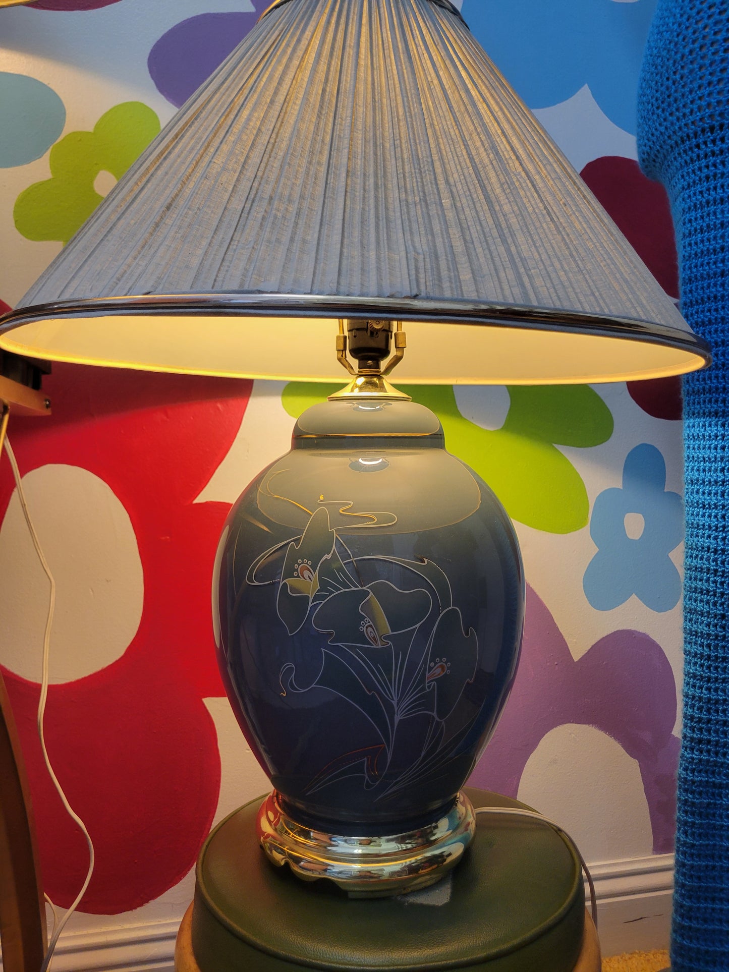 80s Art Deco Floral Lamp Pair π·