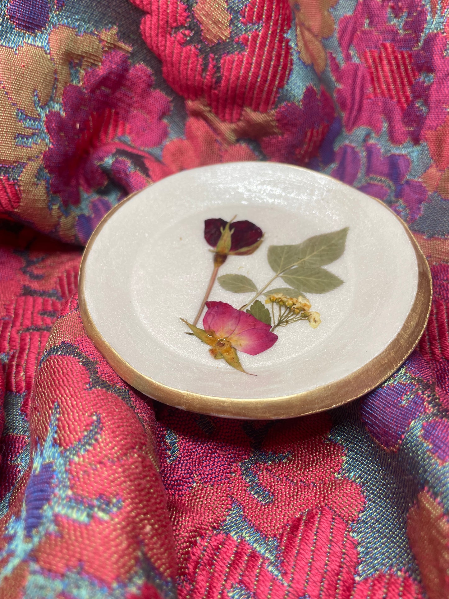 Large Pressed Flower Trinket Dish