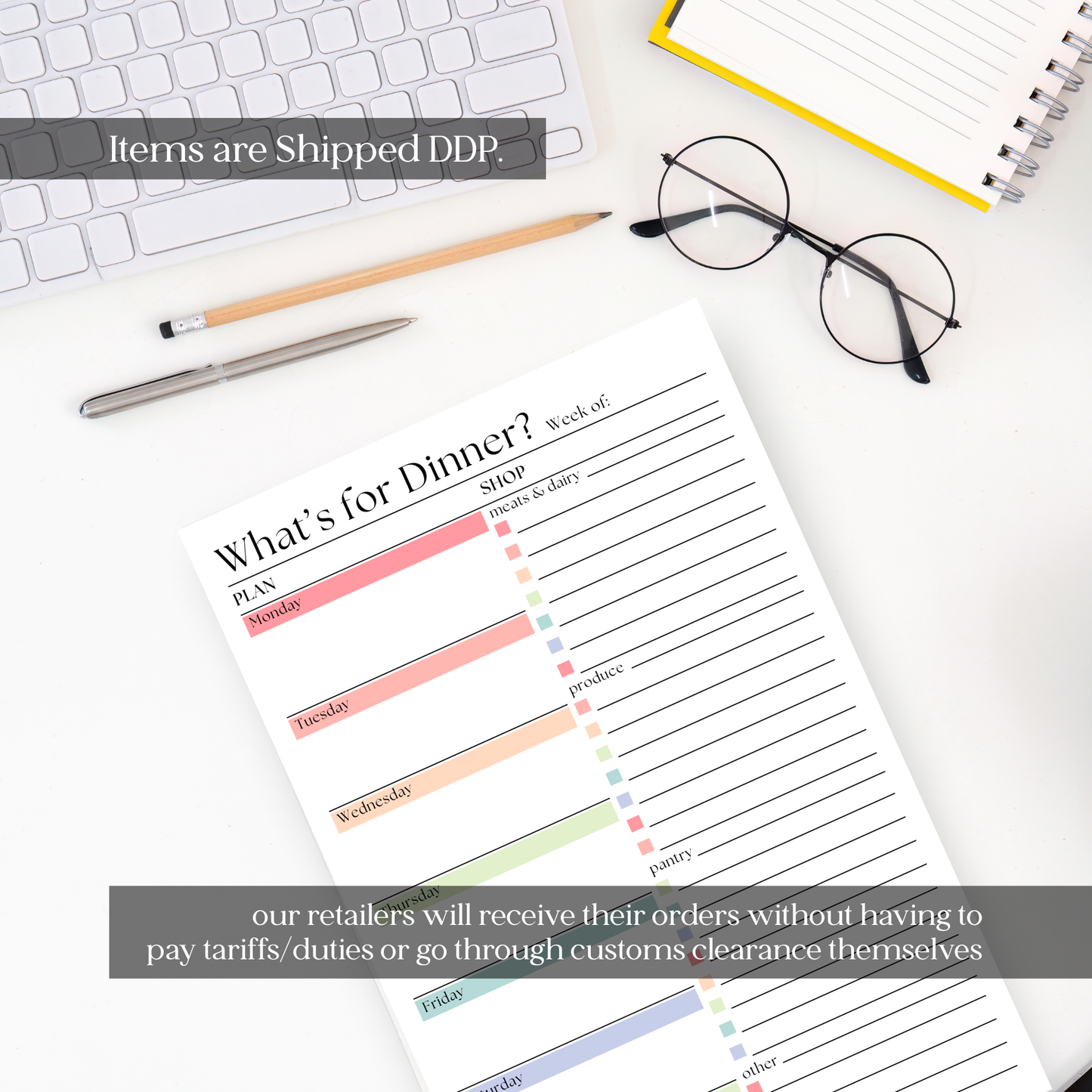 Weekly Meal Planner and Shopping List: 50-Page Notepad