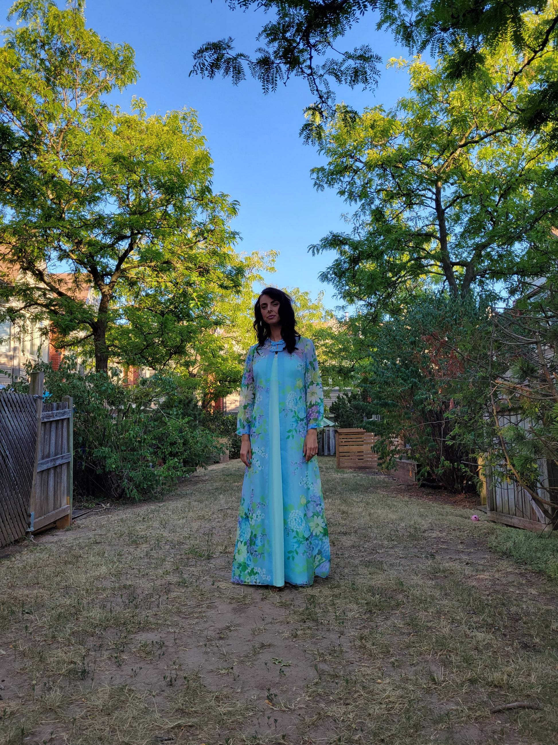 Vintage 1960s floral cape blue lightweight material available in hamilton 