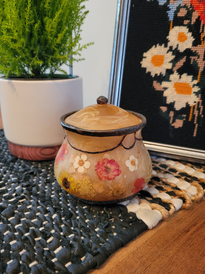 Vintage Resin Floral Trinket Jar