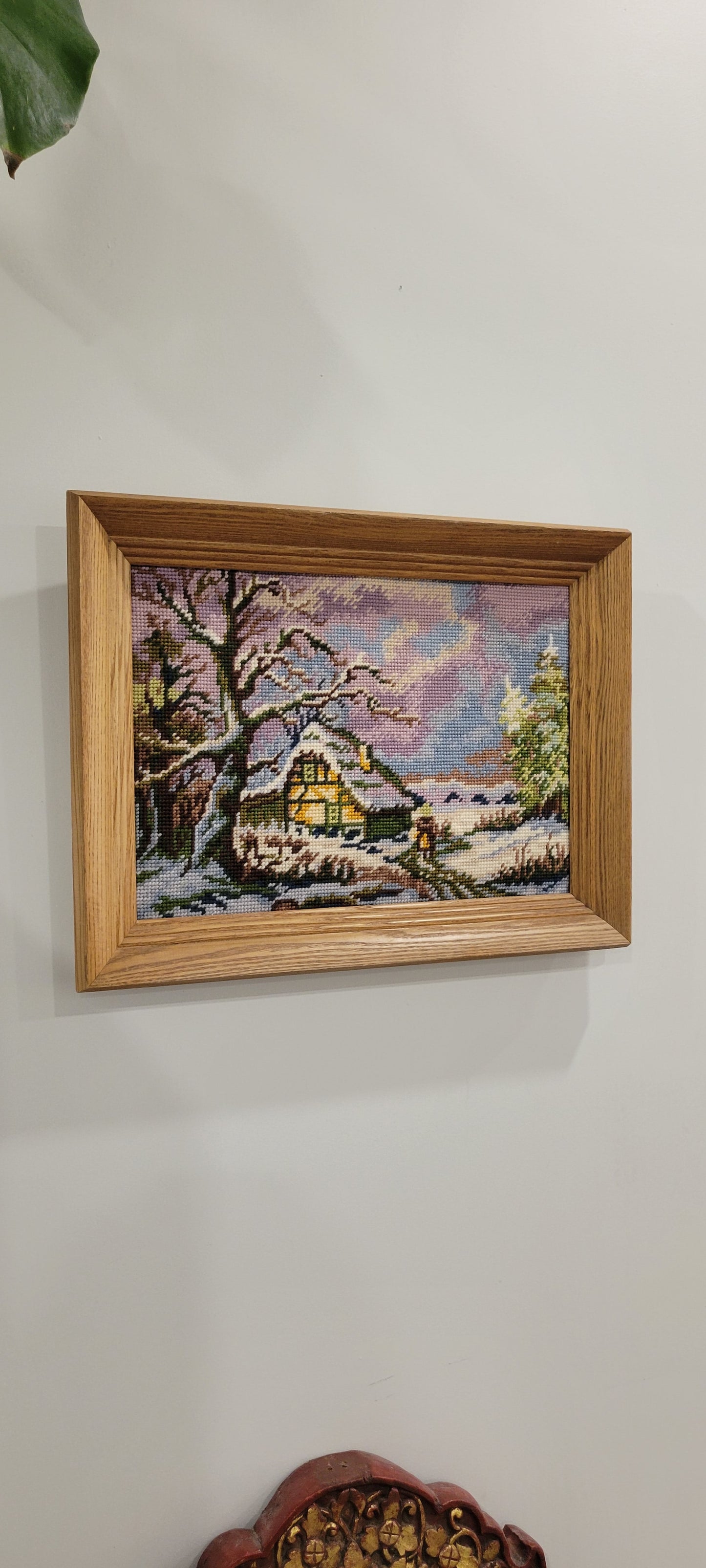 Vintage Needlepoint Winter Scene