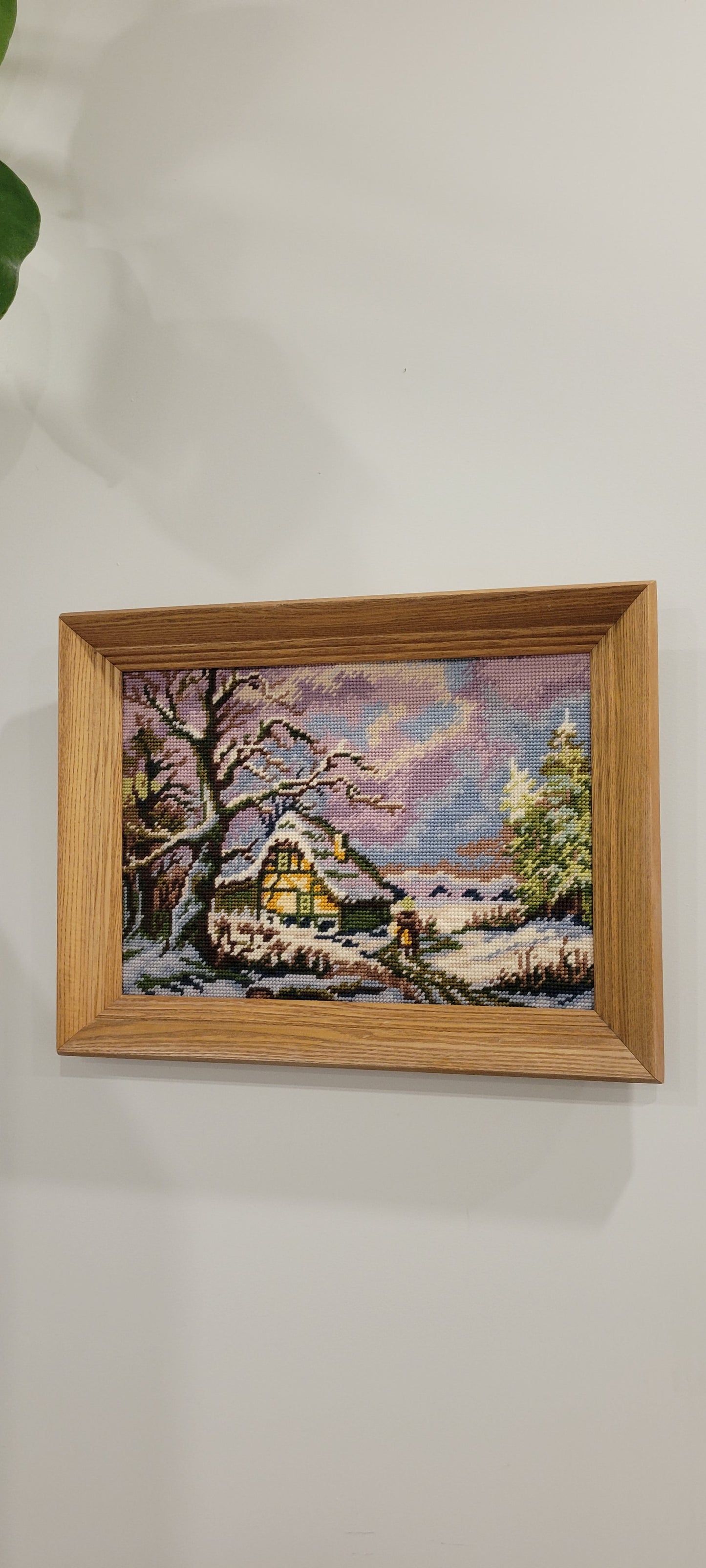 Vintage Needlepoint Winter Scene