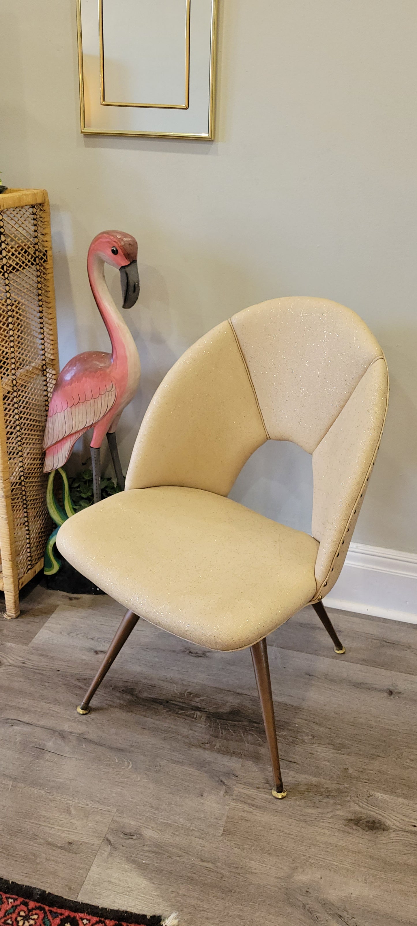 Cream mid century modern spackle chair in hamilton