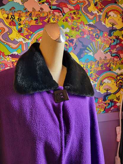 Fleece Cape with Faux Fur Collar