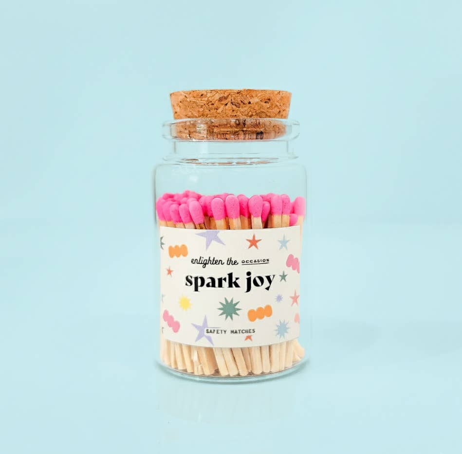 Spark Joy Mini Corked Jar with Hot Pink Matchsticks