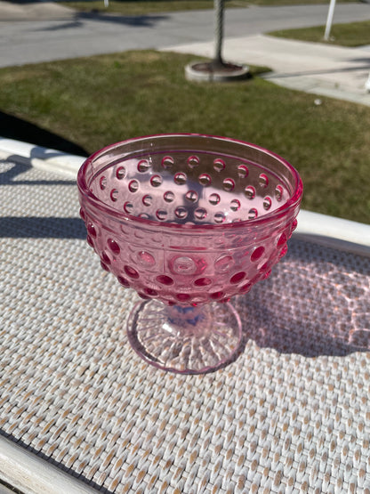 Pink Hobnail Goblet Anchor Hocking