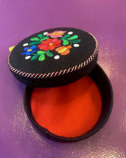 Folk Art Floral Felt Trinket Box