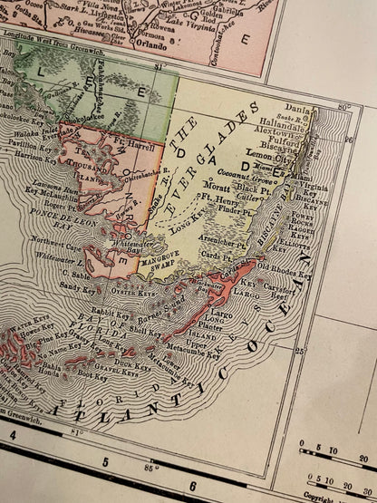 Antique Map - Florida c.1898