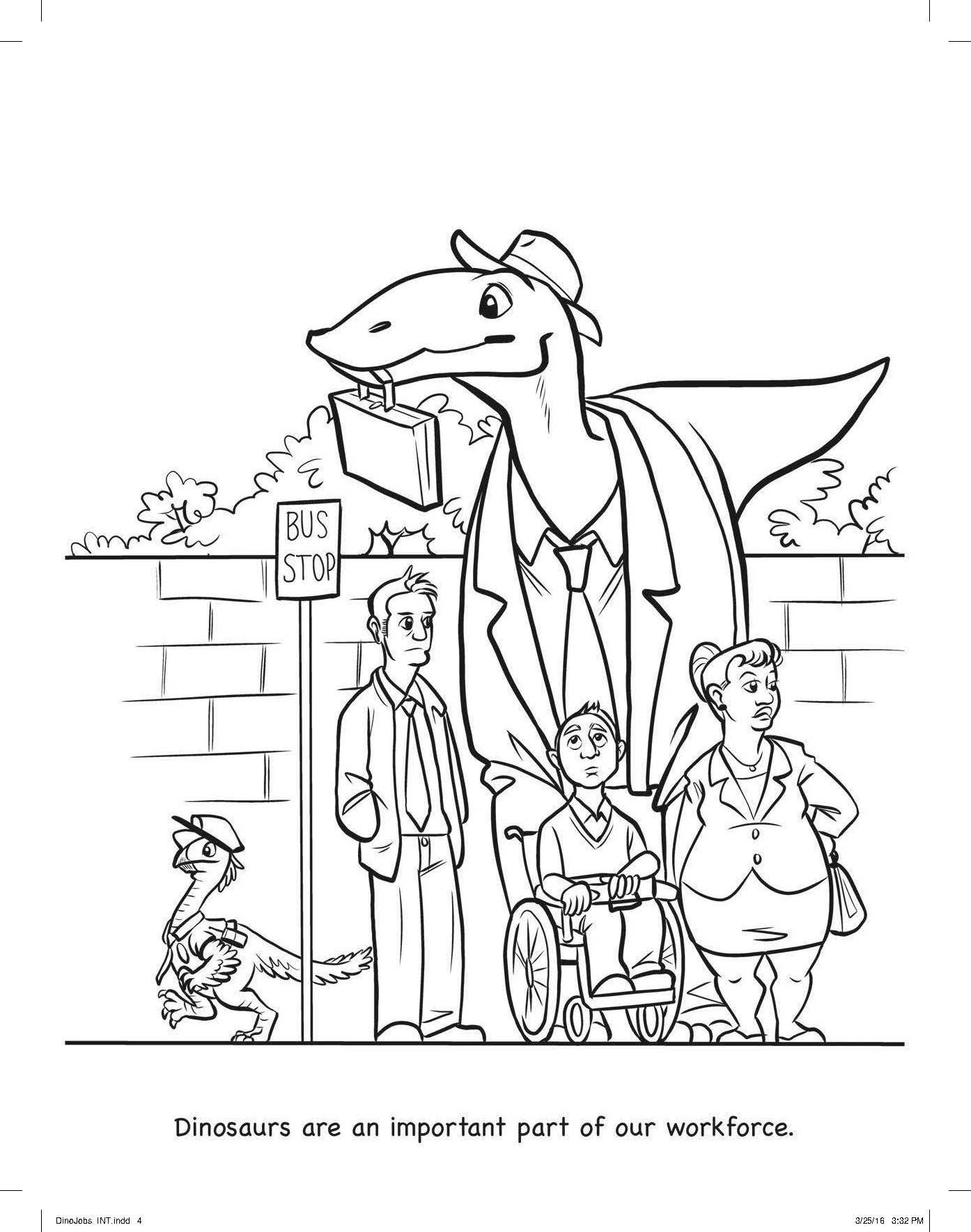 Dinosaurs with Jobs Colouring Book
