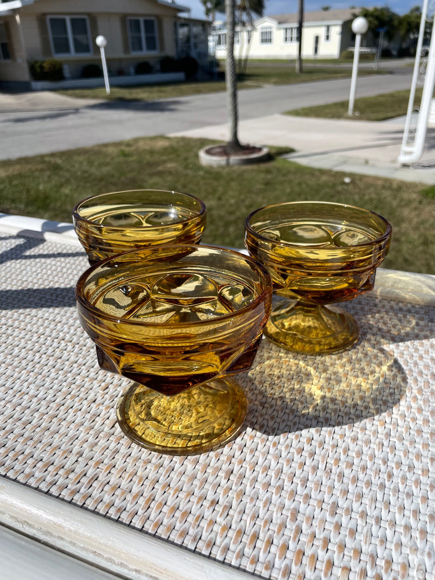 Amber Sherbert Dish Set of 3