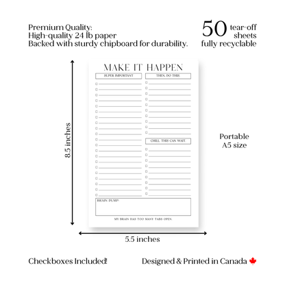 To Do Checklist: 50-Page Tear-Off Notepad