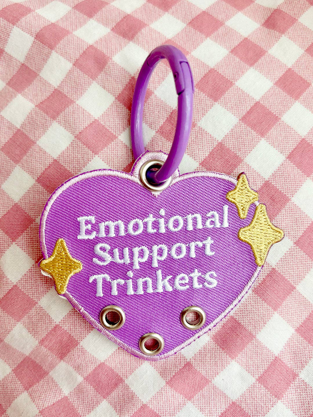 Emotional Support Trinkets Heart Embroidered Keychain