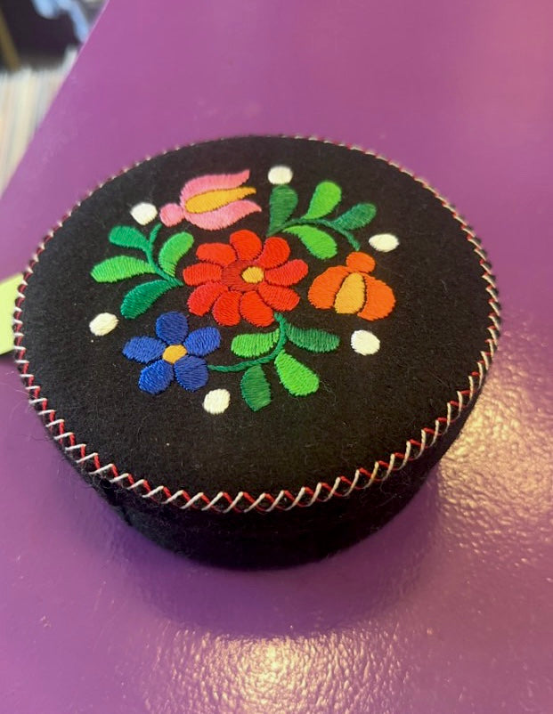 Folk Art Floral Felt Trinket Box