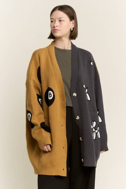 Balloon Dog & 8Ball Oversized Cardigan