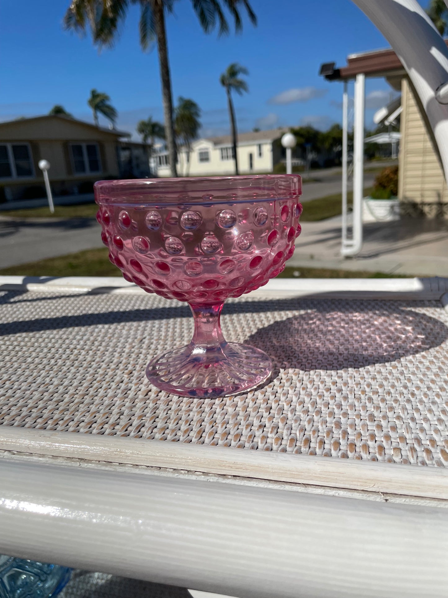 Pink Hobnail Goblet Anchor Hocking