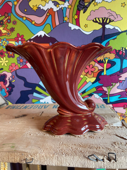 Mid Century Cornucopia Vase