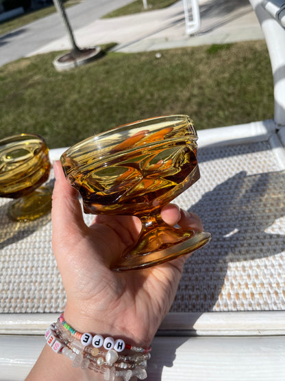 Amber Sherbert Dish Set of 3