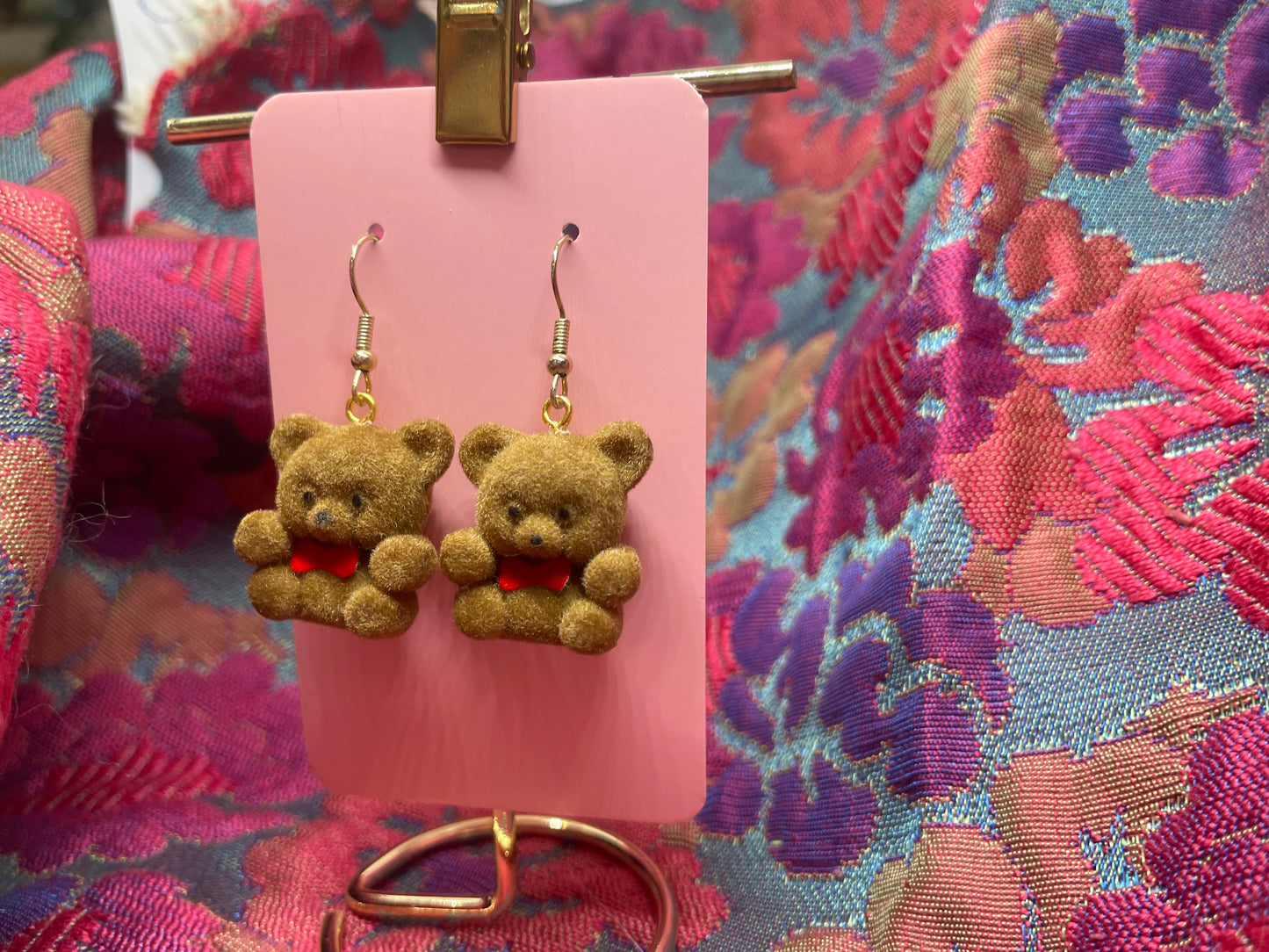 Flocked Teddy Earrings