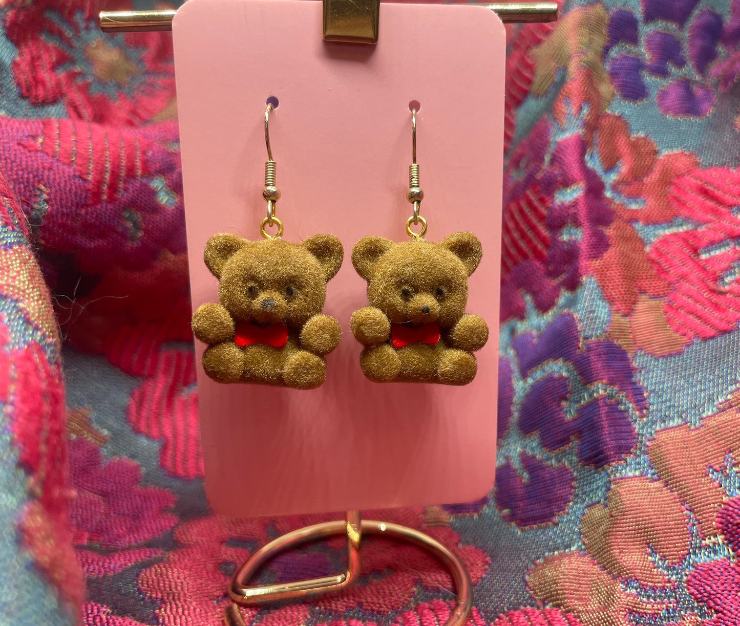 Flocked Teddy Earrings