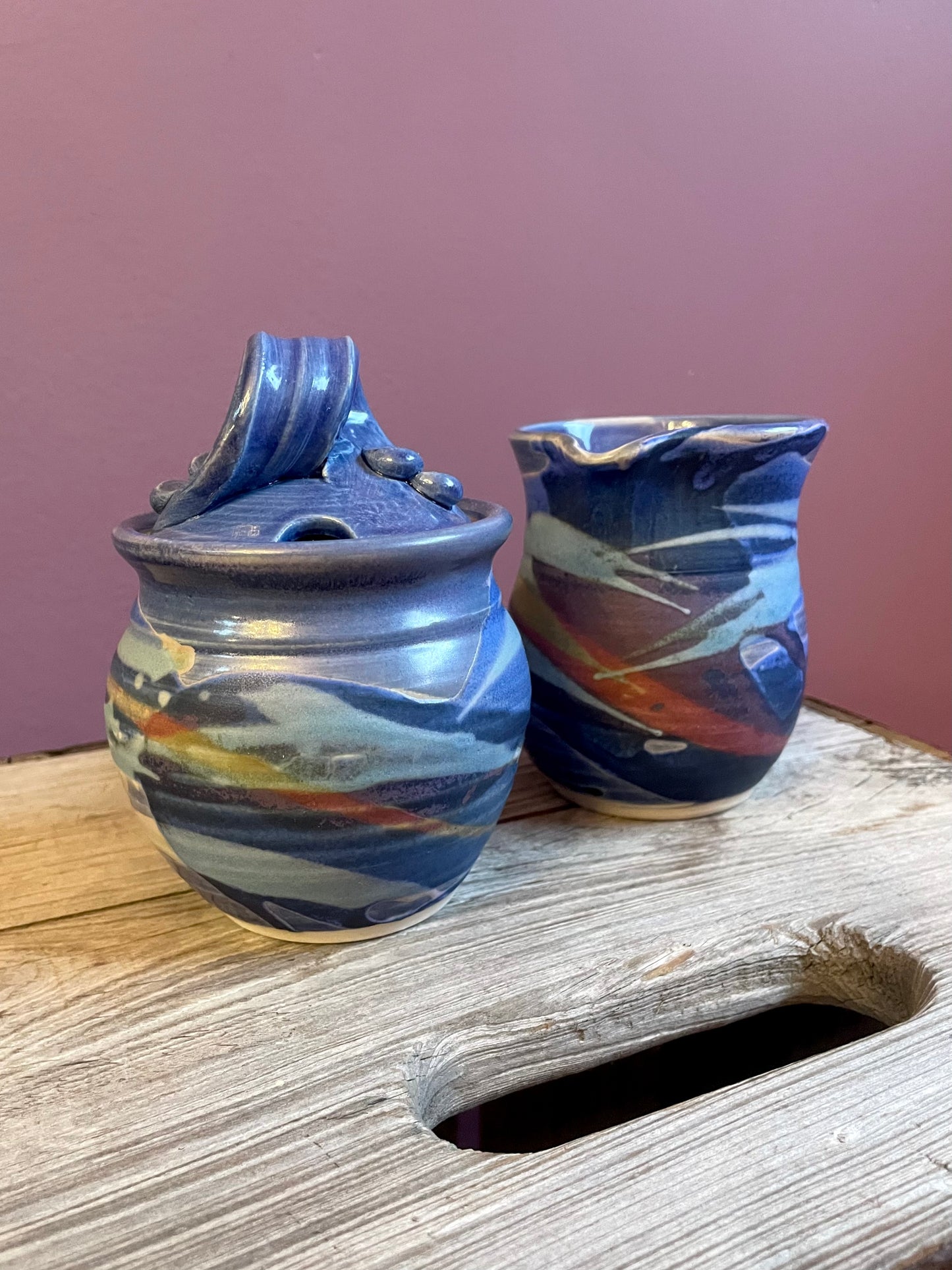 Blue Babes Pottery Sugar and Cream Set