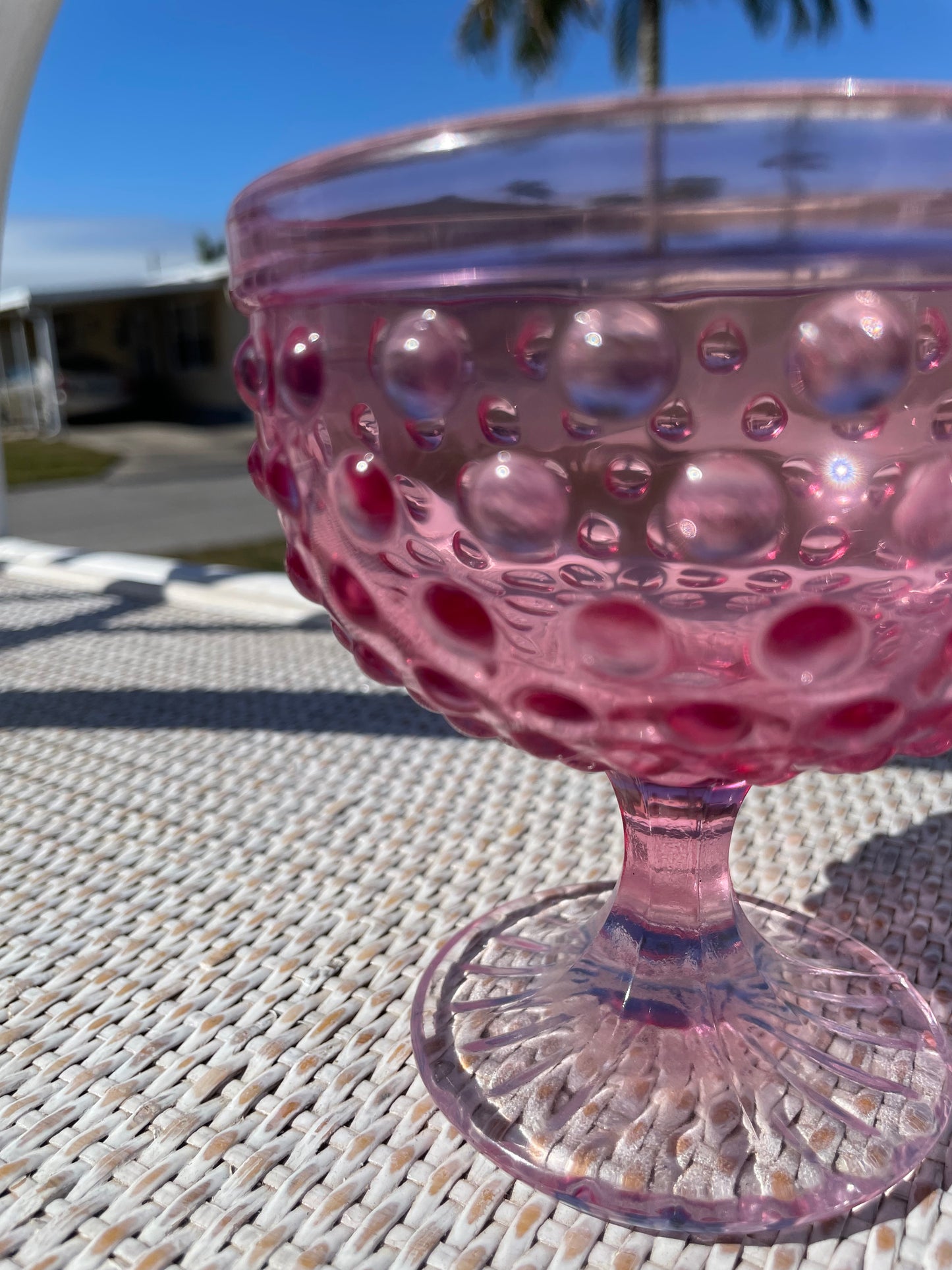 Pink Hobnail Goblet Anchor Hocking