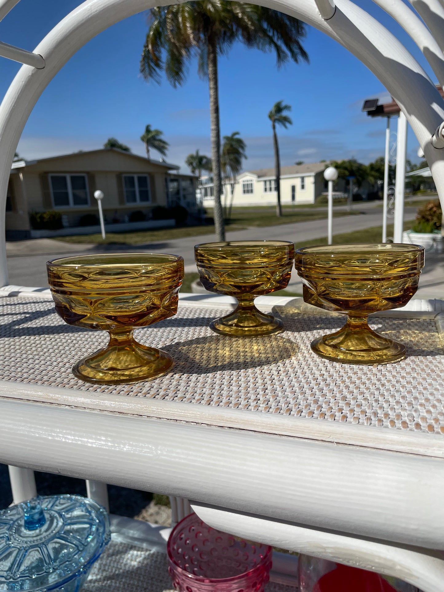 Amber Sherbert Dish Set of 3