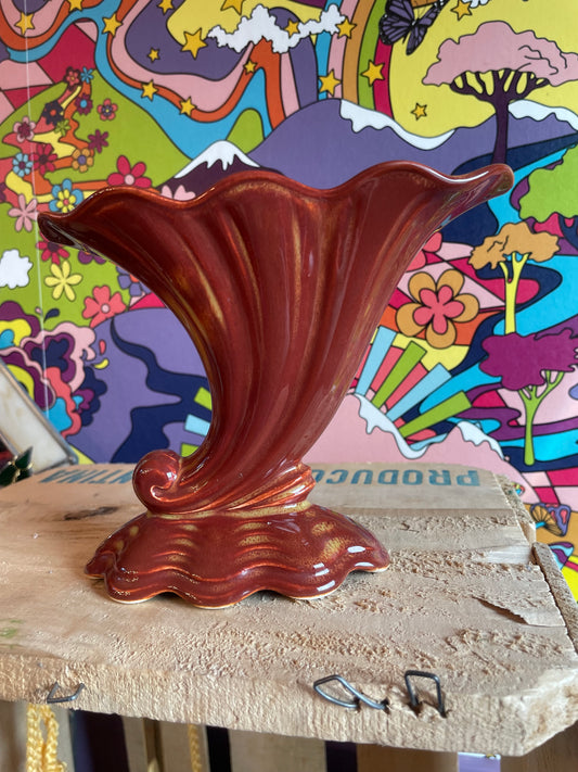 Mid Century Cornucopia Vase