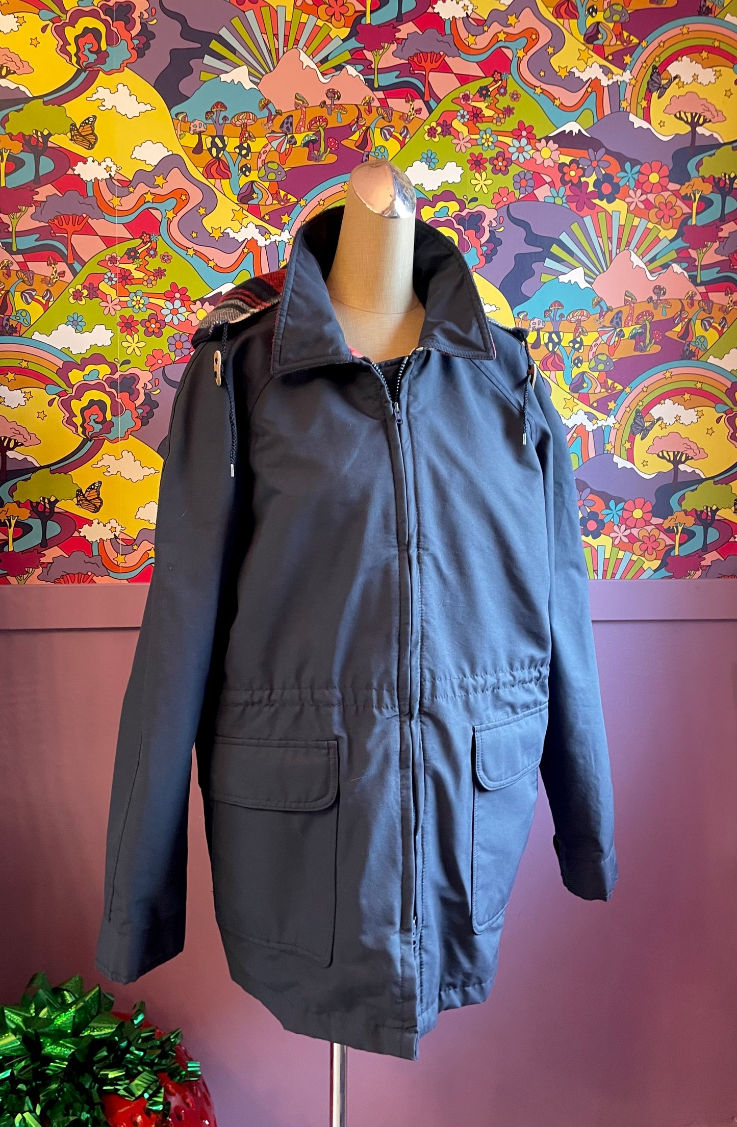 Navy Wool Lined Parka