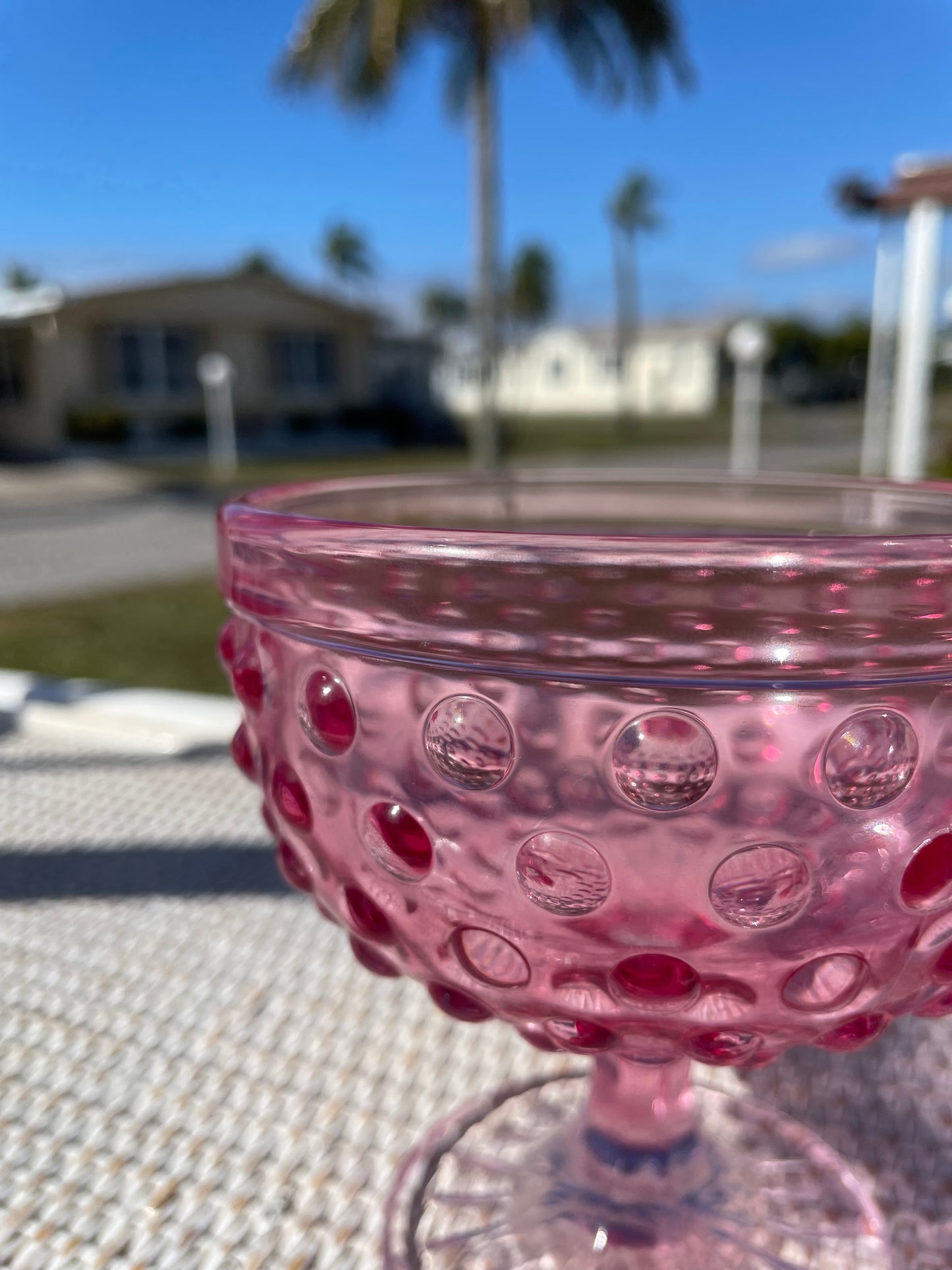 Pink Hobnail Goblet Anchor Hocking