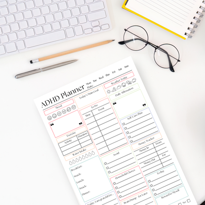 ADHD Daily Productivity Planner: 50 Page Tear-Off Notepad