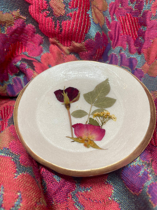 Large Pressed Flower Trinket Dish