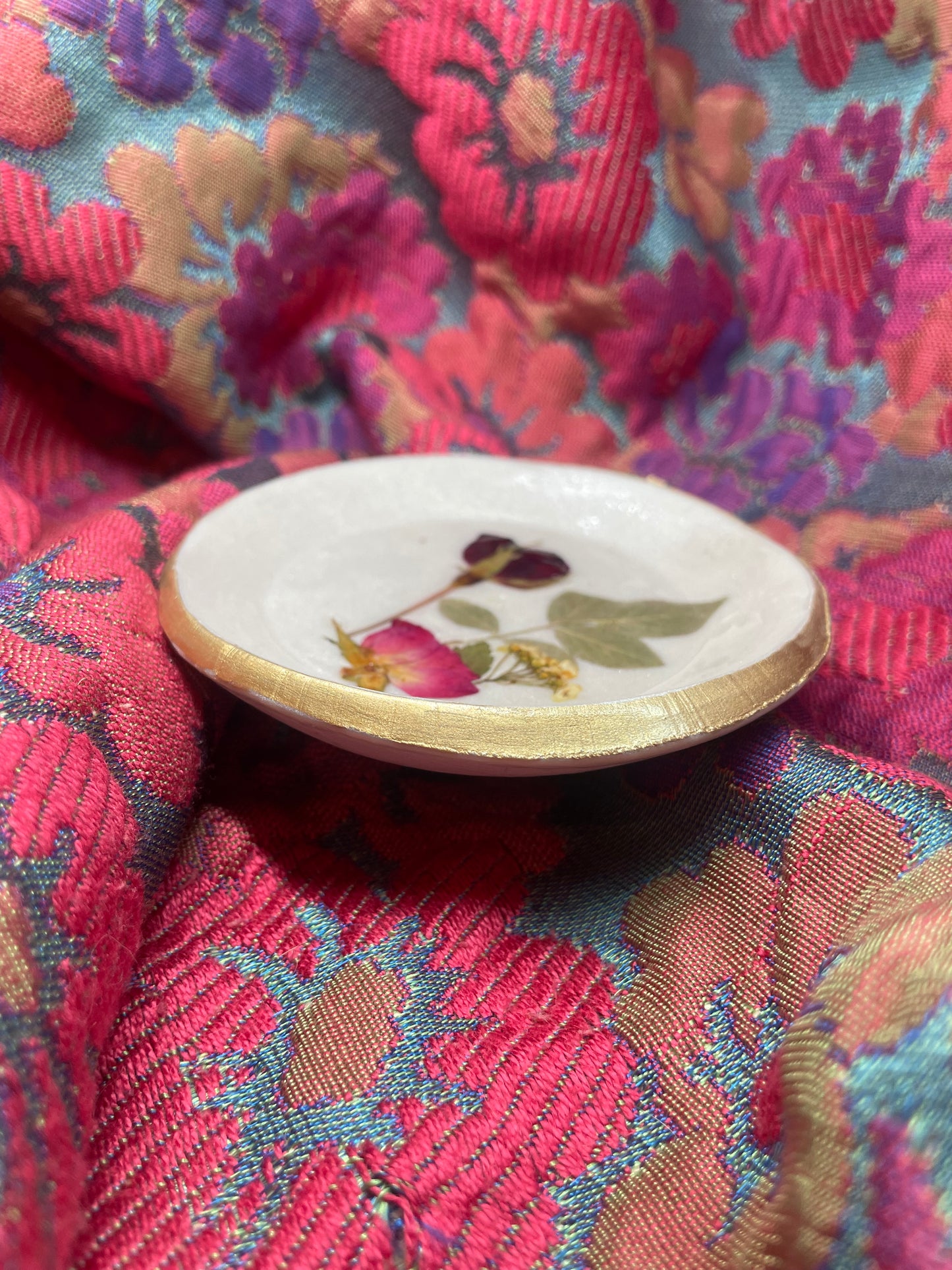 Large Pressed Flower Trinket Dish