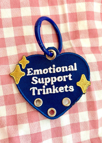 Emotional Support Trinkets Heart Embroidered Keychain