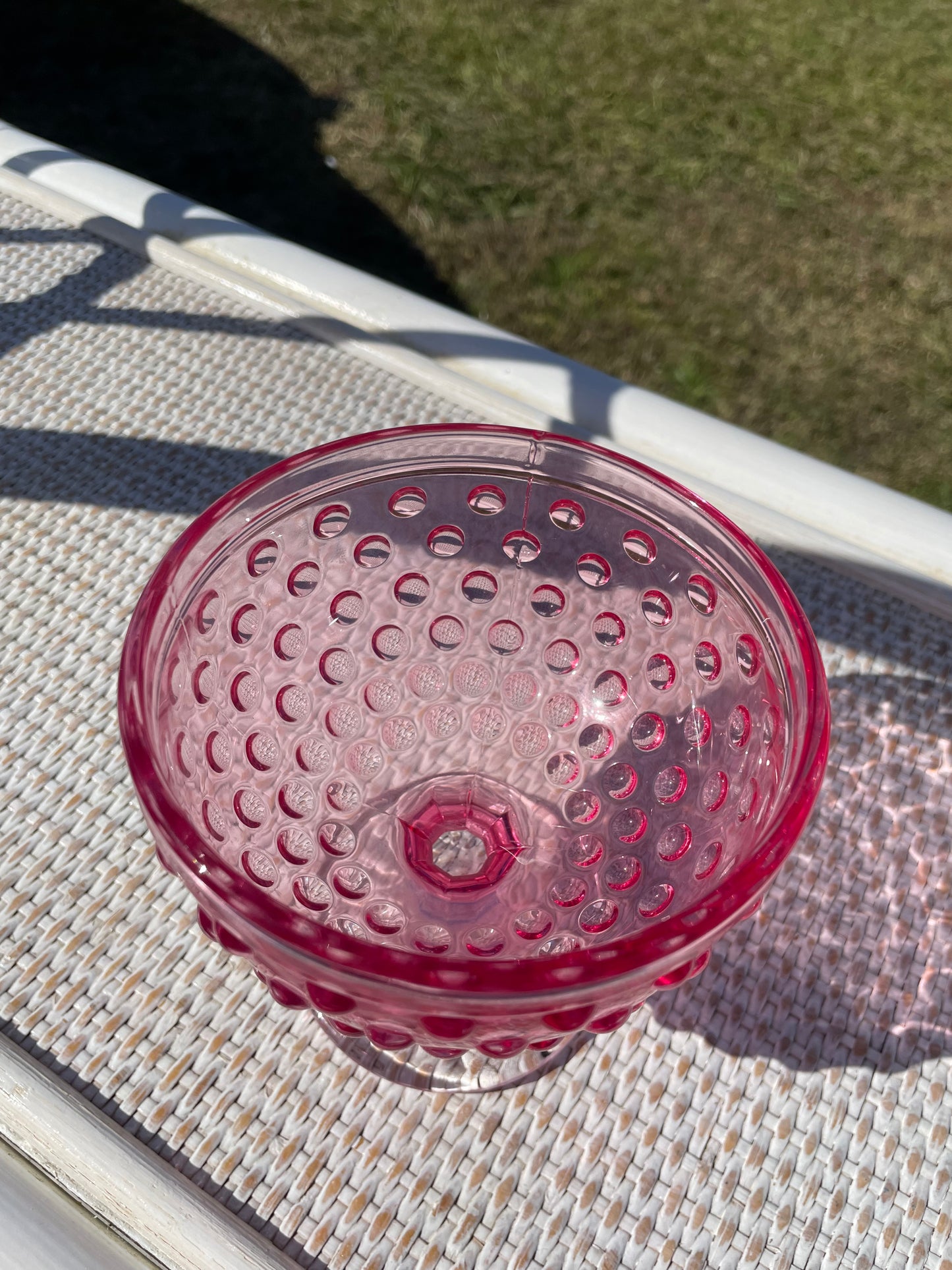 Pink Hobnail Goblet Anchor Hocking