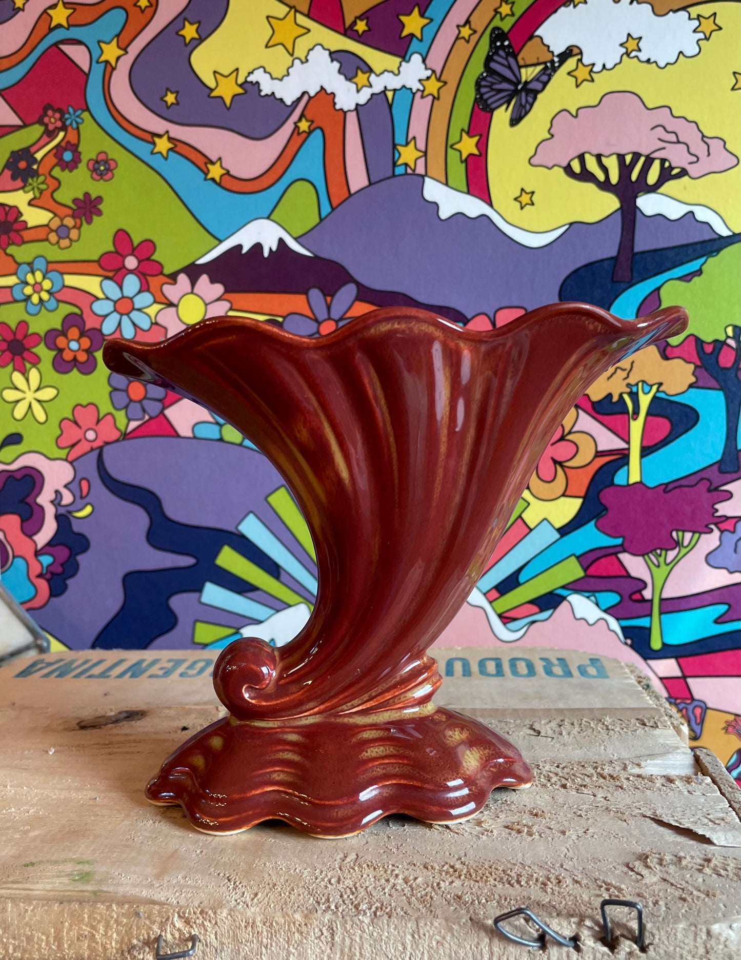 Mid Century Cornucopia Vase