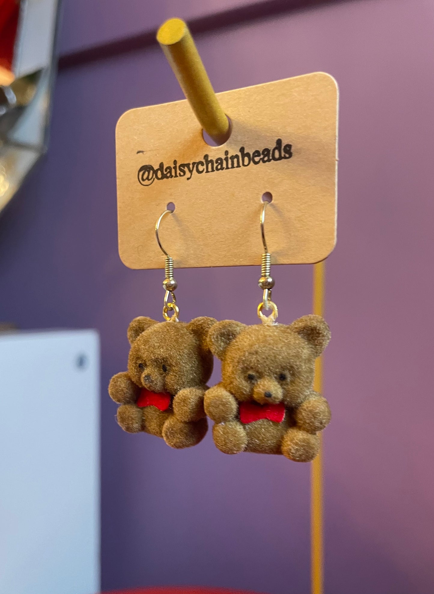 Flocked Teddy Earrings