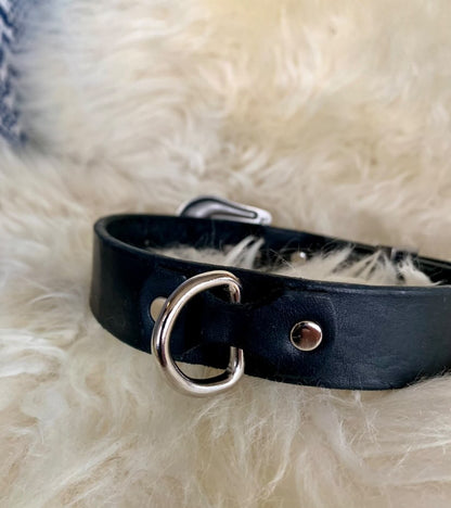 Handcrafted Black Leather Collar