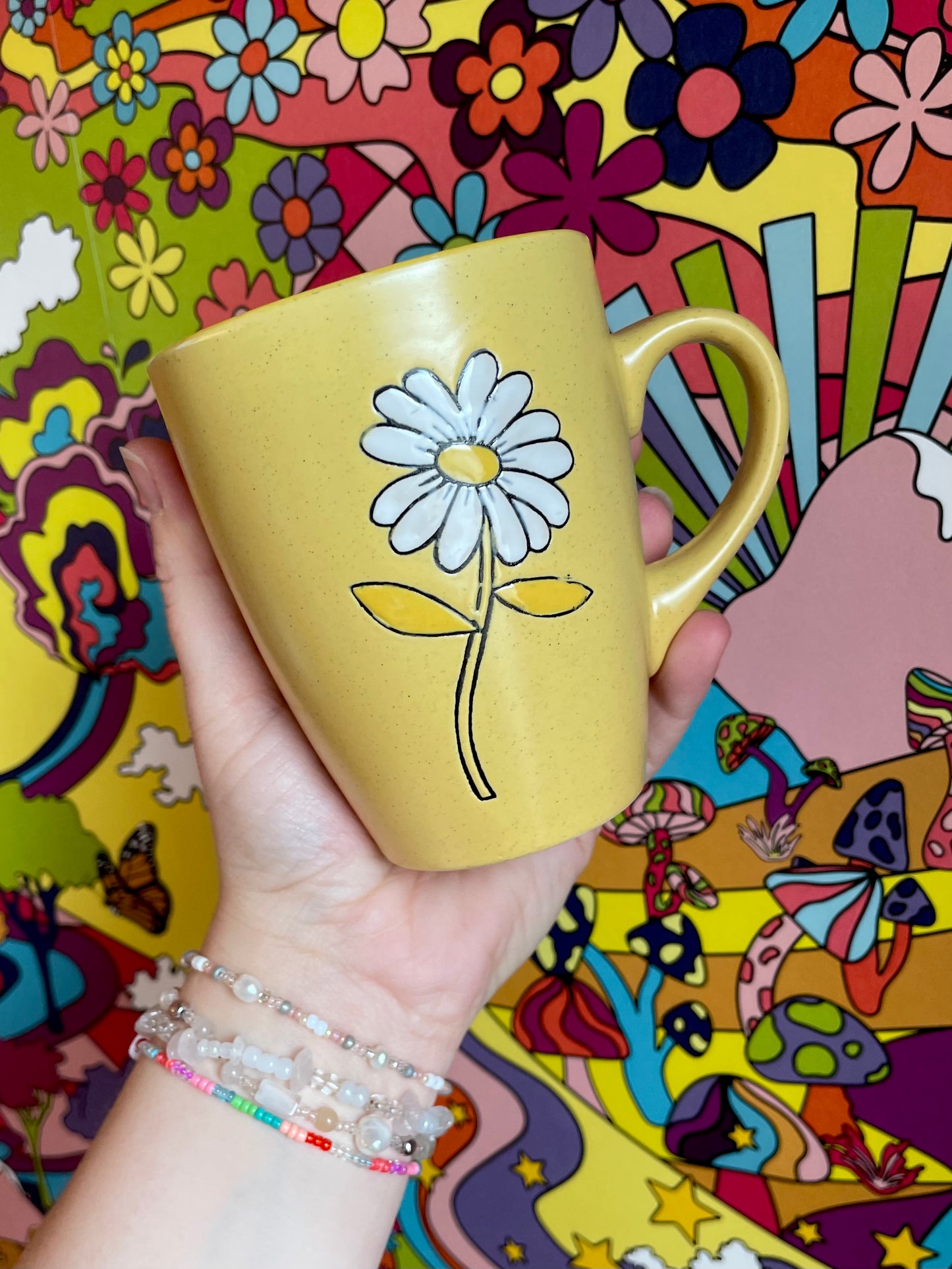 Hello Yellow Daisy Mugs