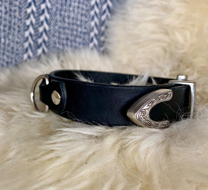 Handcrafted Black Leather Collar