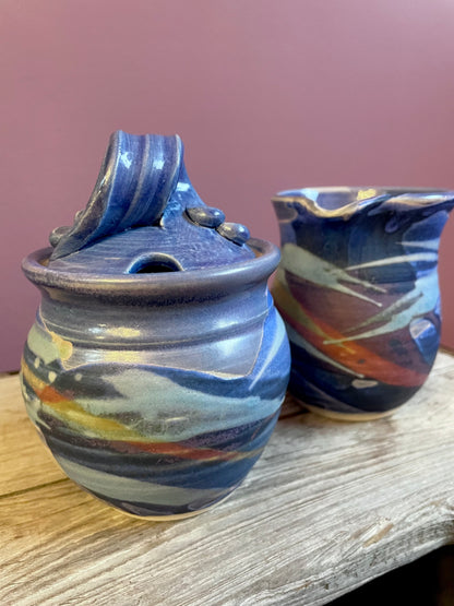 Blue Babes Pottery Sugar and Cream Set