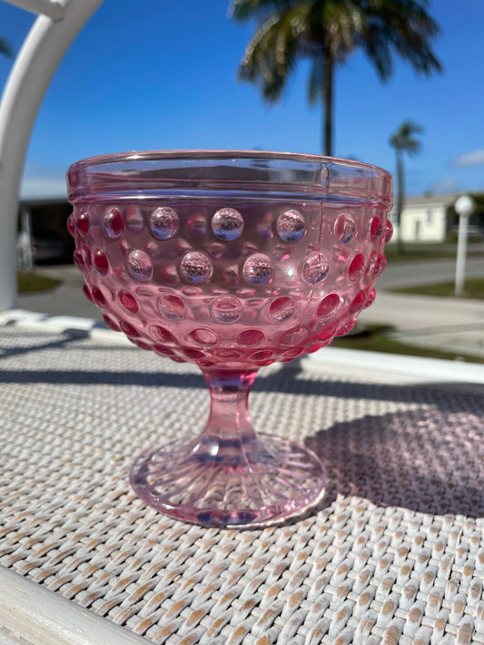 Pink Hobnail Goblet Anchor Hocking