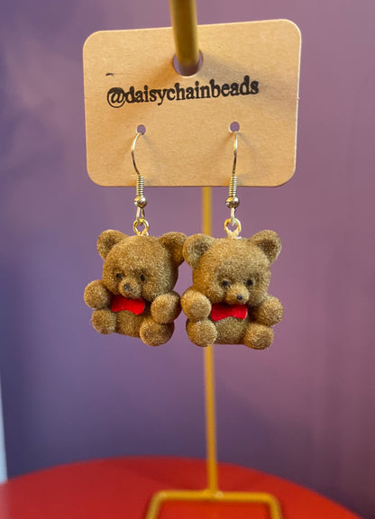 Flocked Teddy Earrings