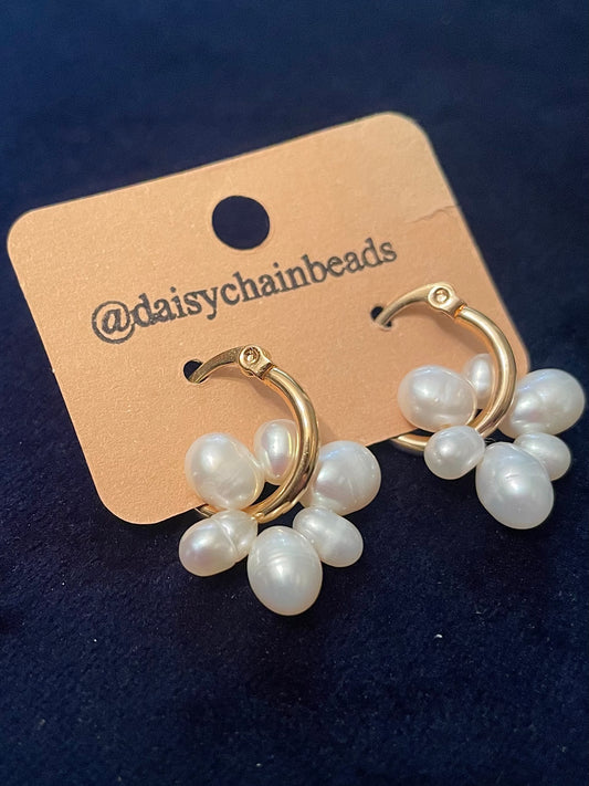 ‘Holly’ Pearl Mini Hoops