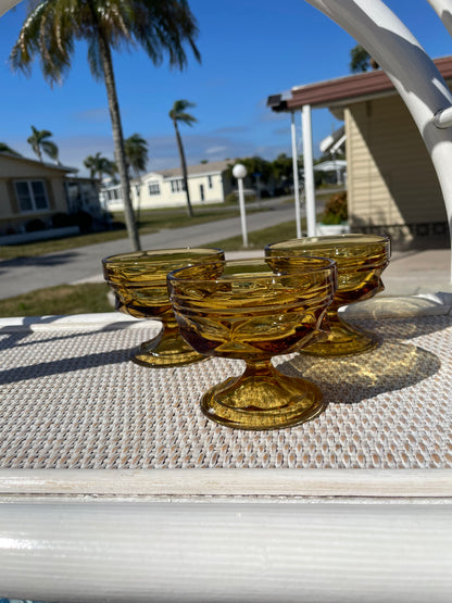 Amber Sherbert Dish Set of 3