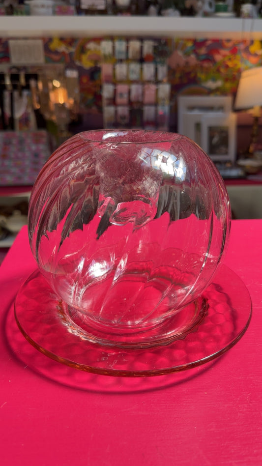 Pink Glass Candleholder/vase