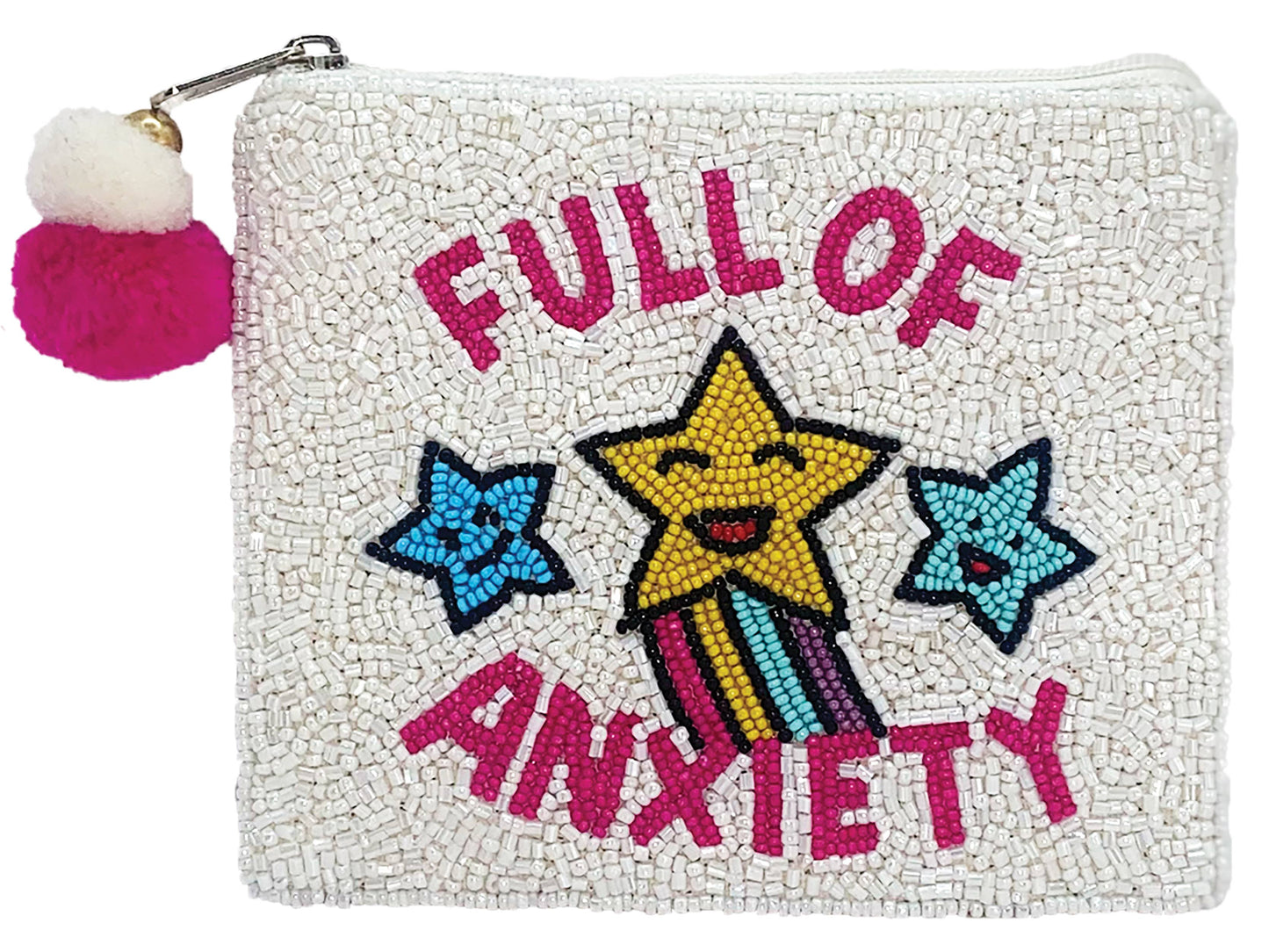 FULL OF ANXIETY BEADED COIN POUCH