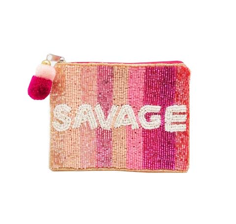 Savage Shades of Pink Beaded Coin Pouch